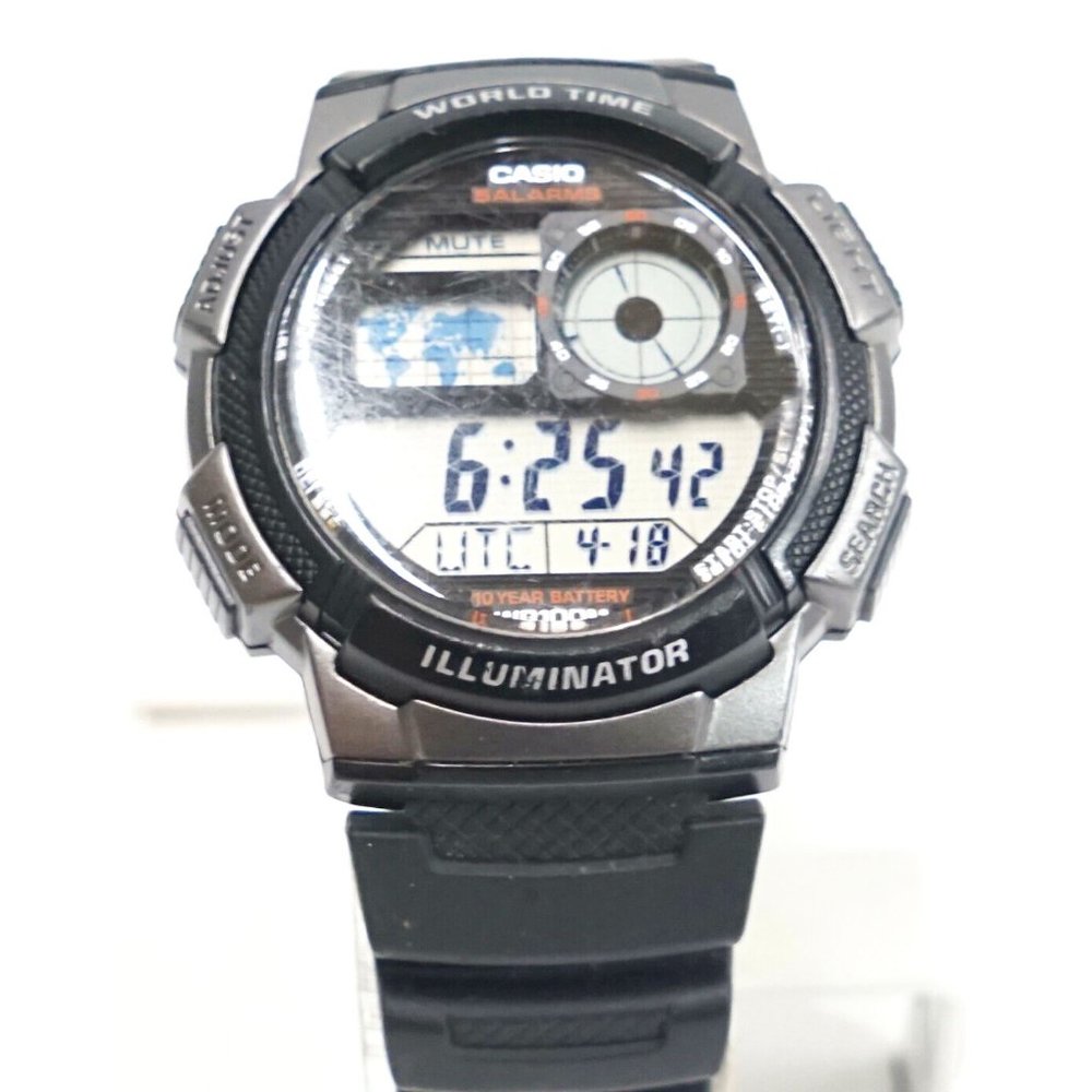 Casio World Time Illuminator Ae-1000w Black Digital Men's